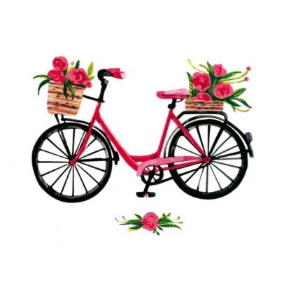 Vinyltryck Cykel blommor