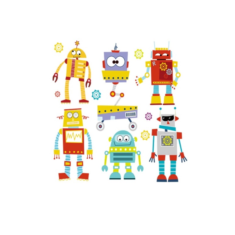 Vinyltryck Robotar 6 st 21x20 Vinyltryck Robotar 6 st 21x20