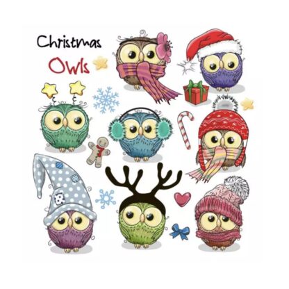 vinyltryck L Collage Christmas Owls 1 22x22